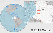 Gray Location Map of Buga, highlighted country, hill shading