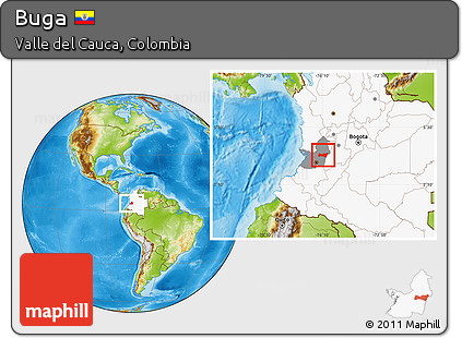 Physical Location Map of Buga, highlighted country, highlighted parent region