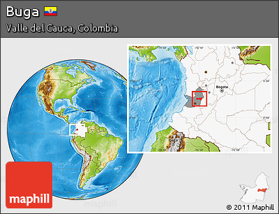 Physical Location Map of Buga, highlighted country, highlighted parent region