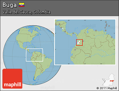 Savanna Style Location Map of Buga, highlighted parent region, within the entire country