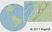 Savanna Style Location Map of Buga, highlighted parent region, hill shading
