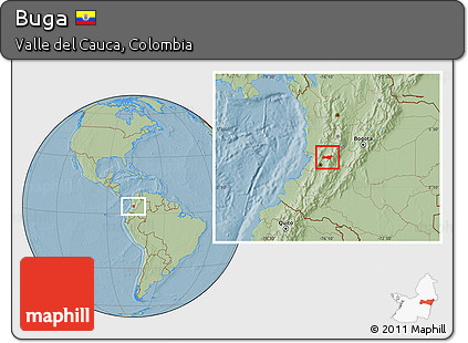 Savanna Style Location Map of Buga, hill shading