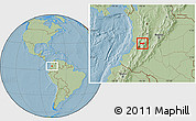 Savanna Style Location Map of Buga, hill shading