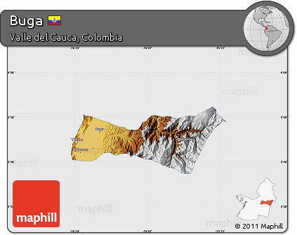 Physical Map of Buga, single color outside
