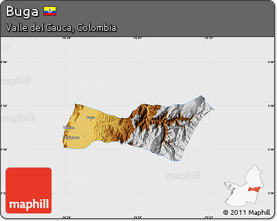 Physical Map of Buga, single color outside