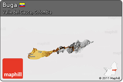 Physical Panoramic Map of Buga, cropped outside