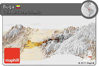 Physical Panoramic Map of Buga, lighten