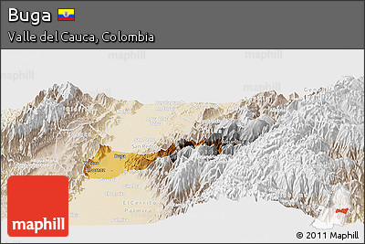 Physical Panoramic Map of Buga, lighten
