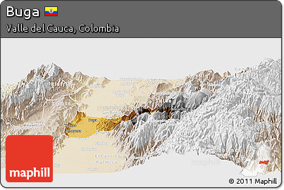 Physical Panoramic Map of Buga, lighten