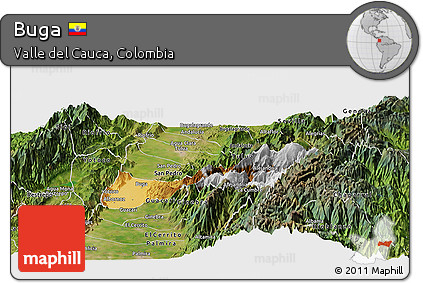 Physical Panoramic Map of Buga, satellite outside