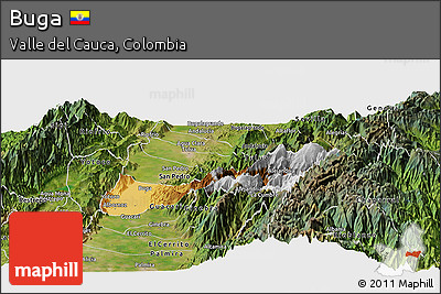 Physical Panoramic Map of Buga, satellite outside