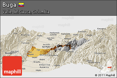Physical Panoramic Map of Buga, shaded relief outside