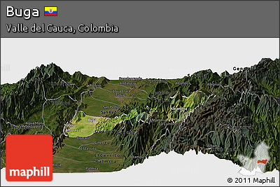 Satellite Panoramic Map of Buga, darken
