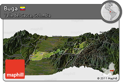 Satellite Panoramic Map of Buga, darken