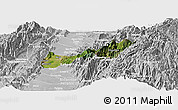 Satellite Panoramic Map of Buga, lighten, desaturated