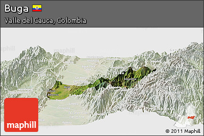 Satellite Panoramic Map of Buga, lighten