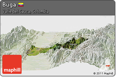 Satellite Panoramic Map of Buga, lighten