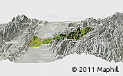 Satellite Panoramic Map of Buga, lighten, semi-desaturated