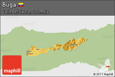 Savanna Style Panoramic Map of Buga, single color outside