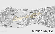 Shaded Relief Panoramic Map of Buga, desaturated