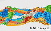 Shaded Relief Panoramic Map of Buga, political outside