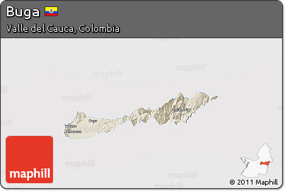Shaded Relief Panoramic Map of Buga, single color outside