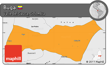 Political Simple Map of Buga, single color outside, borders and labels