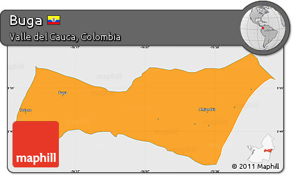 Political Simple Map of Buga, single color outside