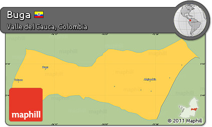 Savanna Style Simple Map of Buga, single color outside