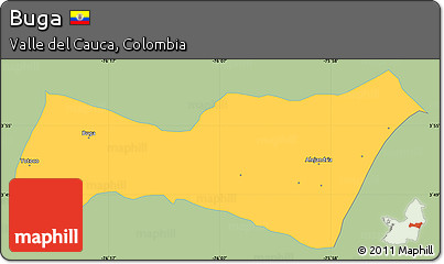 Savanna Style Simple Map of Buga, single color outside