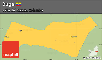 Savanna Style Simple Map of Buga, single color outside