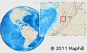 Shaded Relief Location Map of Caicedonia