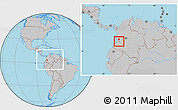 Gray Location Map of Cali, within the entire country