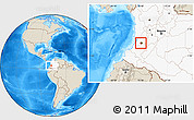 Shaded Relief Location Map of Cali, highlighted country
