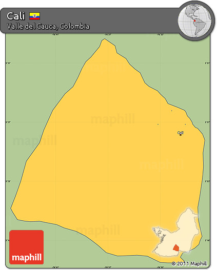 Savanna Style Simple Map of Cali, cropped outside