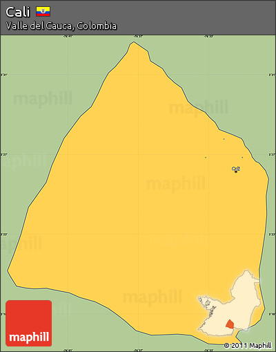 Savanna Style Simple Map of Cali, cropped outside