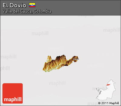 Physical 3D Map of El Dovio, cropped outside