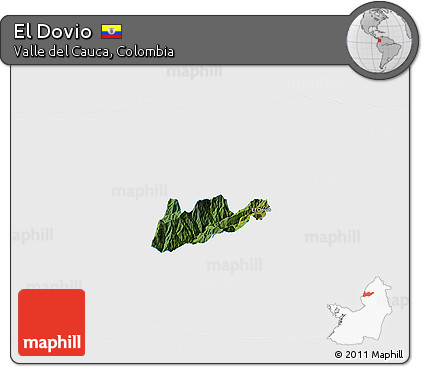 Satellite 3D Map of El Dovio, single color outside