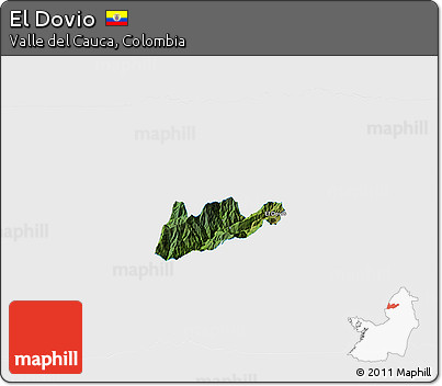 Satellite 3D Map of El Dovio, single color outside