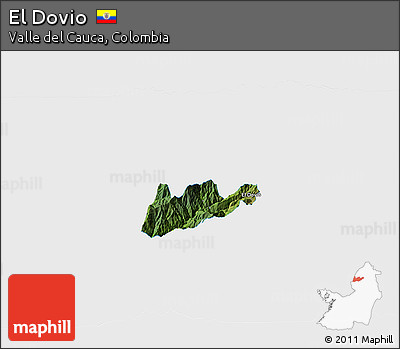 Satellite 3D Map of El Dovio, single color outside