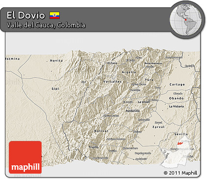 Shaded Relief 3D Map of El Dovio
