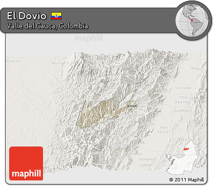 Shaded Relief 3D Map of El Dovio, lighten