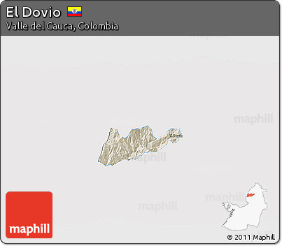 Shaded Relief 3D Map of El Dovio, single color outside