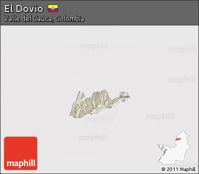 Shaded Relief 3D Map of El Dovio, single color outside