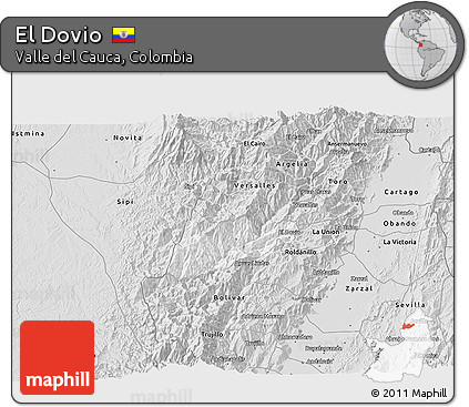 Silver Style 3D Map of El Dovio