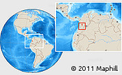 Shaded Relief Location Map of El Dovio, within the entire country