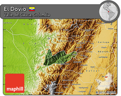 Satellite Map of El Dovio, physical outside