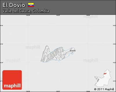 Silver Style Map of El Dovio, single color outside