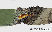 Physical Panoramic Map of El Dovio, darken, semi-desaturated