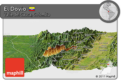 Physical Panoramic Map of El Dovio, satellite outside